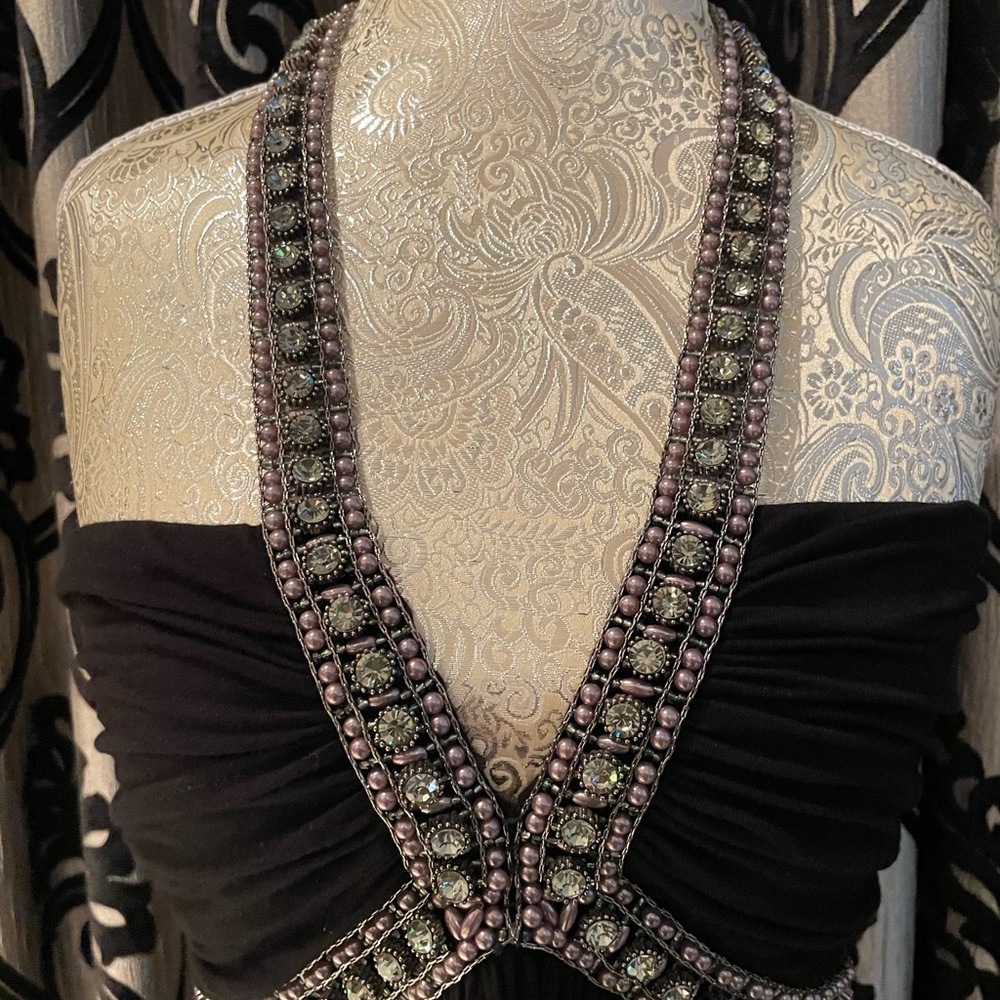 Sky Black Halter Top with Embellished Detail Small - Picture 6 of 11